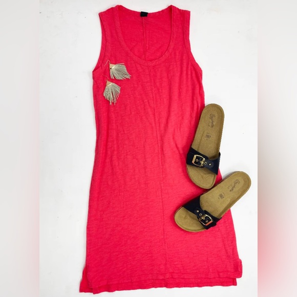 💫Bobi Scoop Neck Slub Cotton Tank Dress, Raspberry, Small, Gently used! - Picture 4 of 14